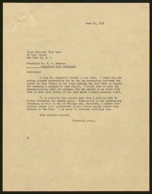 [Letter from Isaac H. Kempner to First National city Bank, June 26, 1957]