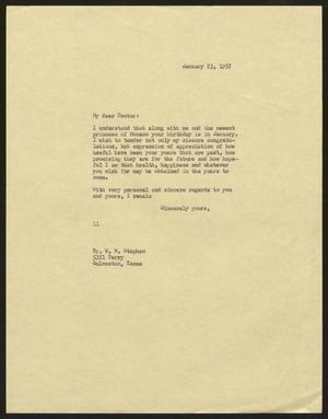 Primary view of object titled '[Letter from Isaac H. Kempner to W. W. Stephen, January 23, 1957]'.