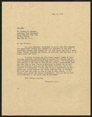 Primary view of object titled '[Letter from I. H. Kempner to Roderic B. Swenson, June 18, 1957]'.