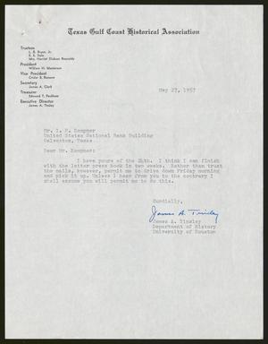 [Letter from Isaac H. Kempner to James A. Tinsley, May 27, 1957]