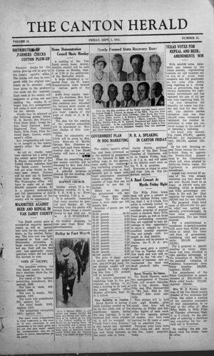 The Canton Herald (Canton, Tex.), Vol. 51, No. 35, Ed. 1 Friday, September 1, 1933