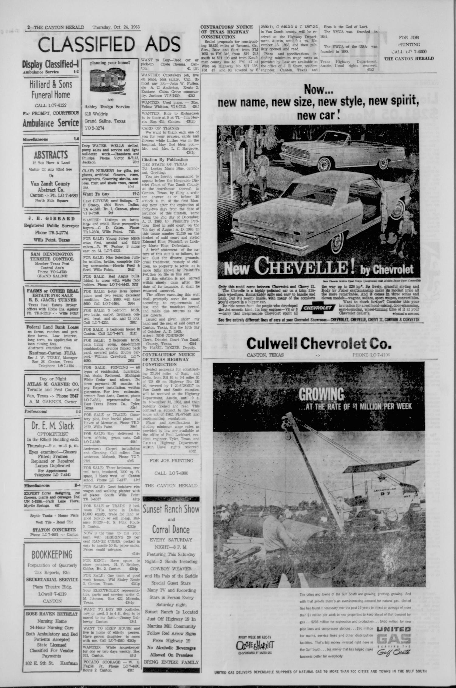 The Canton Herald (Canton, Tex.), Vol. 80, No. 43, Ed. 1 Thursday, October 24, 1963
                                                
                                                    [Sequence #]: 2 of 8
                                                