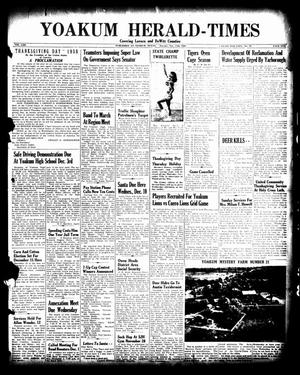 Primary view of object titled 'Yoakum Herald-Times (Yoakum, Tex.), Vol. 62, No. 92, Ed. 1 Tuesday, November 25, 1958'.