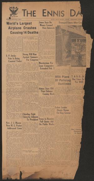 Primary view of object titled 'The Ennis Daily News (Ennis, Tex.), Vol. [40], No. [268], Ed. 1 Wednesday, November 22, 1933'.