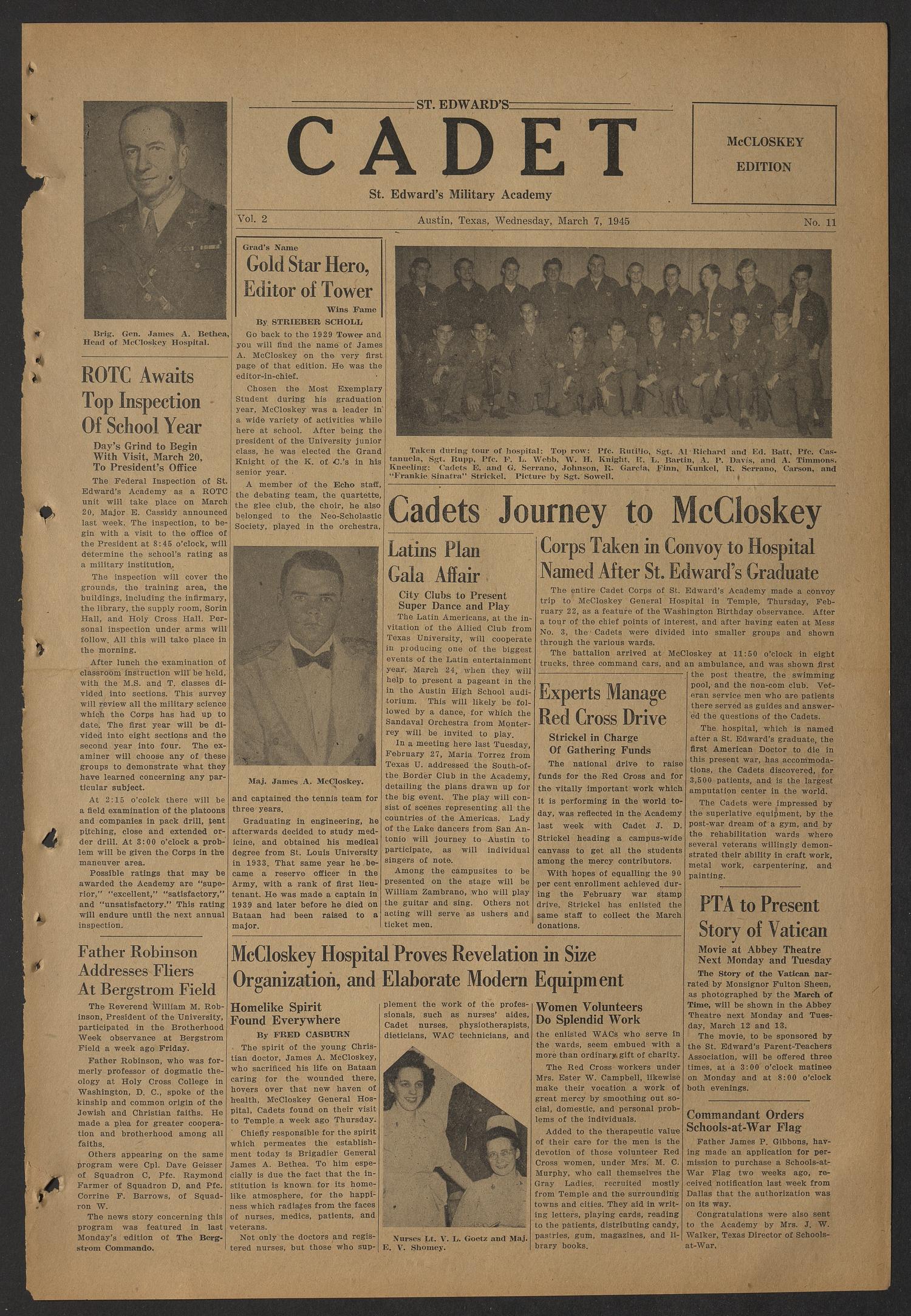 St. Edward's Cadet (Austin, Tex.), Vol. 2, No. 11, Ed. 1 Wednesday, March 7, 1945
                                                
                                                    [Sequence #]: 1 of 4
                                                