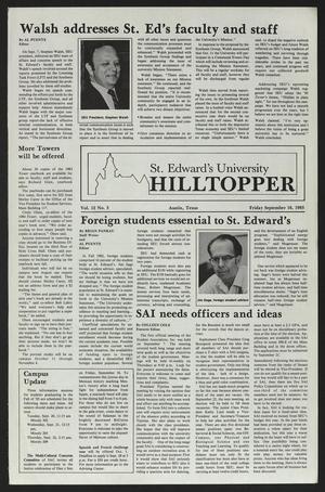 Primary view of object titled 'St. Edward's University Hilltopper (Austin, Tex.), Vol. 12, No. 3, Ed. 1 Friday, September 16, 1983'.