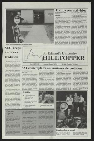 Primary view of object titled 'St. Edward's University Hilltopper (Austin, Tex.), Vol. 12, No. 8, Ed. 1 Friday, October 28, 1983'.