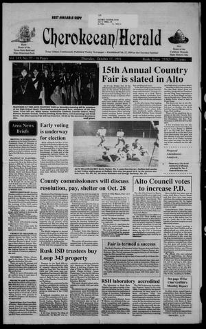 Cherokeean/Herald (Rusk, Tex.), Vol. 143, No. 37, Ed. 1 Thursday, October 17, 1991