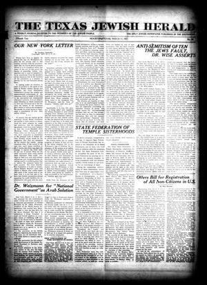 Primary view of object titled 'The Texas Jewish Herald (Houston, Tex.), Vol. 15, No. 28, Ed. 1 Thursday, March 15, 1923'.