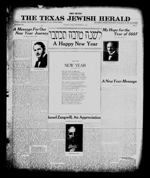 Primary view of object titled 'The Texas Jewish Herald (Houston, Tex.), Vol. 19, No. 2, Ed. 1 Thursday, September 9, 1926'.