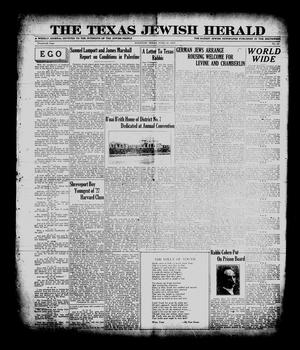 Primary view of object titled 'The Texas Jewish Herald (Houston, Tex.), Vol. 20, No. 10, Ed. 1 Thursday, June 16, 1927'.