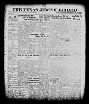 Primary view of object titled 'The Texas Jewish Herald (Houston, Tex.), Vol. 20, No. 12, Ed. 1 Thursday, June 30, 1927'.