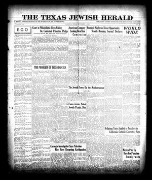 Primary view of object titled 'The Texas Jewish Herald (Houston, Tex.), Vol. 20, No. 21, Ed. 1 Thursday, September 1, 1927'.