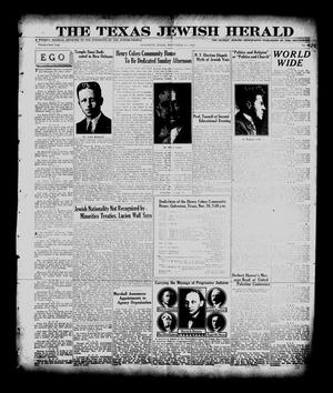 Primary view of object titled 'The Texas Jewish Herald (Houston, Tex.), Vol. 21, No. 32, Ed. 1 Thursday, November 15, 1928'.