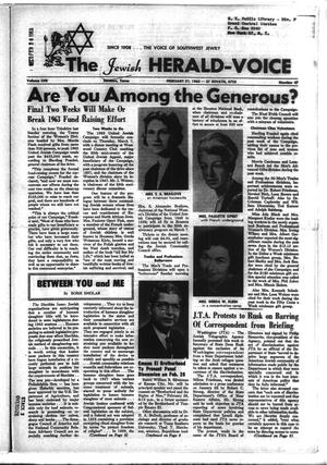 The Jewish Herald-Voice (Houston, Tex.), Vol. 57, No. 47, Ed. 1 Thursday, February 21, 1963
