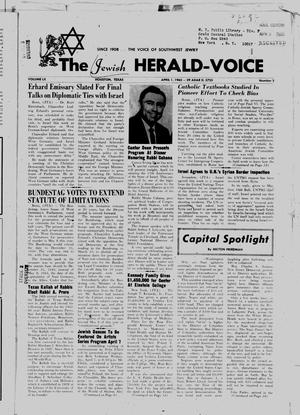 Primary view of object titled 'The Jewish Herald-Voice (Houston, Tex.), Vol. 60, No. 2, Ed. 1 Thursday, April 1, 1965'.