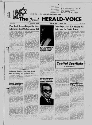 Primary view of object titled 'The Jewish Herald-Voice (Houston, Tex.), Vol. 60, No. 3, Ed. 1 Thursday, April 8, 1965'.