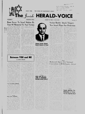 Primary view of object titled 'The Jewish Herald-Voice (Houston, Tex.), Vol. 60, No. 21, Ed. 1 Thursday, August 19, 1965'.