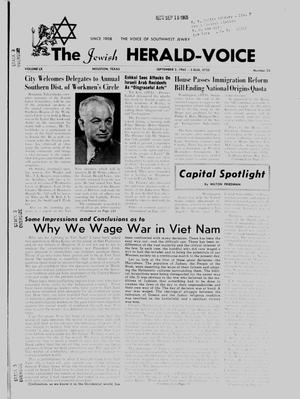Primary view of object titled 'The Jewish Herald-Voice (Houston, Tex.), Vol. 60, No. 23, Ed. 1 Thursday, September 2, 1965'.