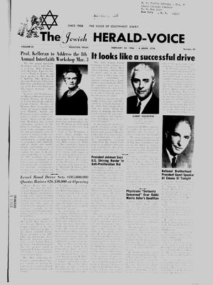 Primary view of object titled 'The Jewish Herald-Voice (Houston, Tex.), Vol. 60, No. 48, Ed. 1 Thursday, February 24, 1966'.