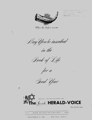 Primary view of object titled 'The Jewish Herald-Voice (Houston, Tex.), Vol. 61, No. [25], Ed. 1 Thursday, September 15, 1966'.