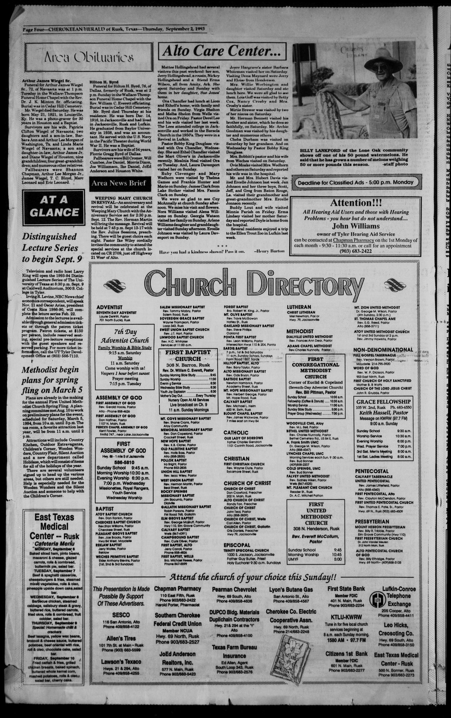 Cherokeean/Herald (Rusk, Tex.), Vol. 145, No. 31, Ed. 1 Thursday, September 2, 1993
                                                
                                                    [Sequence #]: 4 of 26
                                                