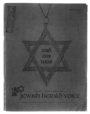 Primary view of object titled 'Jewish Herald-Voice (Houston, Tex.), Vol. 67, No. 27, Ed. 1 Saturday, September 25, 1976'.