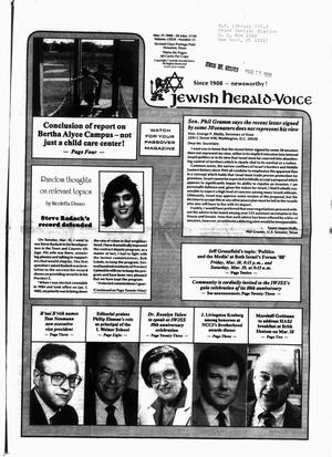 Primary view of object titled 'Jewish Herald-Voice (Houston, Tex.), Vol. 79, No. 51, Ed. 1 Thursday, March 17, 1988'.