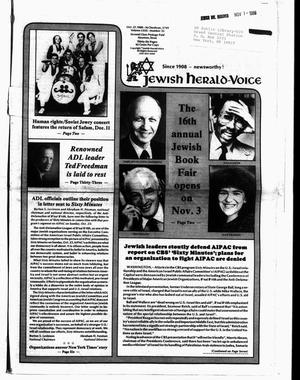 Primary view of object titled 'Jewish Herald-Voice (Houston, Tex.), Vol. 80, No. 32, Ed. 1 Thursday, October 27, 1988'.