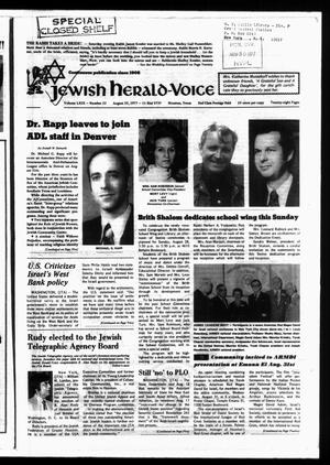 Primary view of object titled 'Jewish Herald-Voice (Houston, Tex.), Vol. 69, No. 22, Ed. 1 Thursday, August 25, 1977'.
