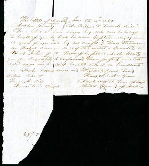 Primary view of object titled '[Letter from Thomas J. McGee to William M. Rice - June 19, 1865]'.