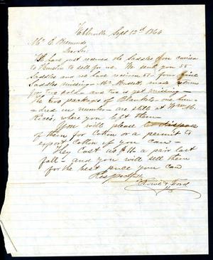 [Letter from Rowe & Ford to E. Bremond - September 12,1864]