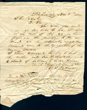 [Letter from R. A. Robinson to Fred A. Rice - November 8, 1864]