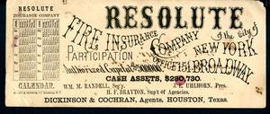 Primary view of object titled '[Clipping: Resolute Fire Insurance Company]'.