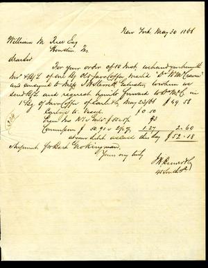 [Letter from J. H. Brower & Co. to William M. Rice - May 30, 1866]