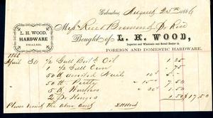 Primary view of object titled '[Receipt from L. H. Wood to William M. Rice - August 25, 1866]'.