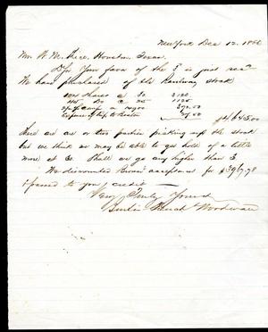 [Letter from Burtis French & Woodward to William M. Rice - December 12, 1866]