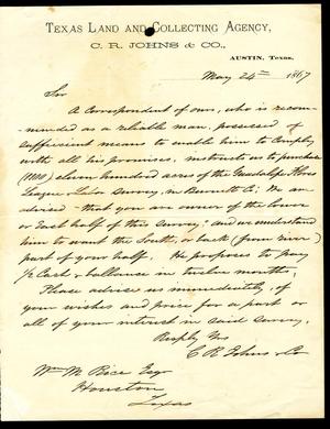 [Letter from C. R. Johns & Co. to William M. Rice - May 24, 1867]