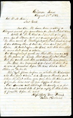 [Letter from Easton & Goodrich to William M. Rice - August 28, 1867]