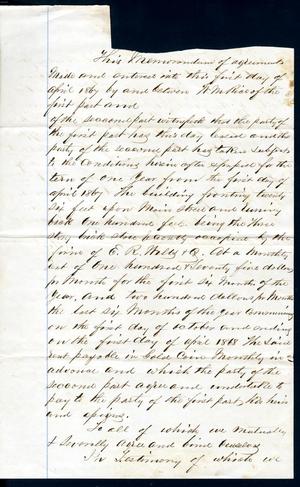 [Document of a lease agreement between William M. Rice and Harral & Brown]