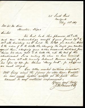 [Letter from J. H. Brower & Co. to William M. Rice - February 12, 1867]