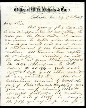 [Letter to William M. Rice - April 10, 1867]
