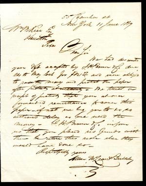 [Letter from Allan M. Lean & Buckley to William M. Rice - June 11, 1867]
