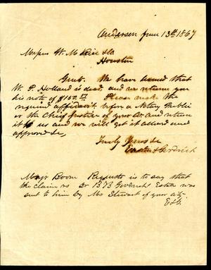 [Letter from Easton & Goodrich to William M. Rice & Co. - June 13, 1867]