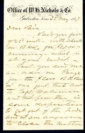 [Letter from E. B. Nichols to William M. Rice - May 23, 1867]