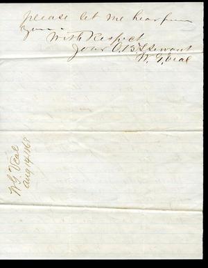 Primary view of object titled '[Letter from W. G. Veal to William M. Rice - August 14, 1868]'.