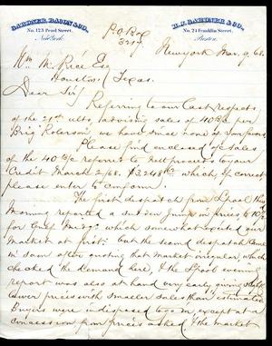 [Letter from Gardner Bacon & Co. to William M. Rice - March 9, 1868]