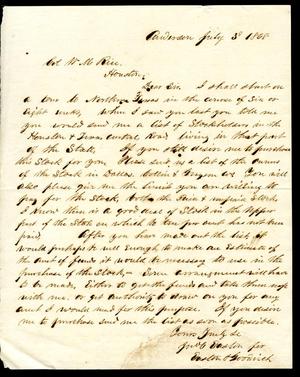 [Letter from Easton & Goodrich to William M. Rice - July 3, 1868]