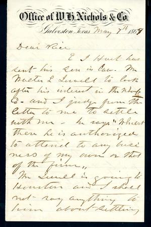 [Letter from E. B. Nichols to William M. Rice - May 7, 1869]