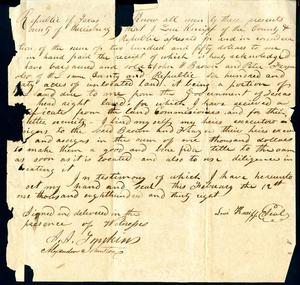 [Receipt from Lewis Kneiff describing the sale of land - February 12, 1838]